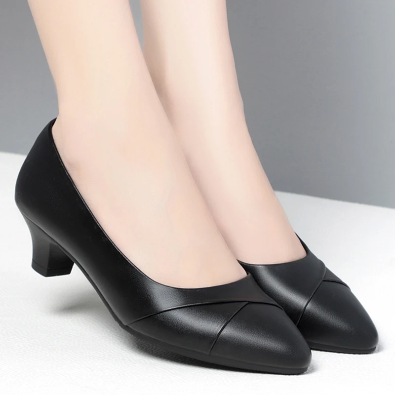 空姐软底小跟久站不累脚工作鞋黑色配西装正装皮鞋单鞋女鞋春秋季