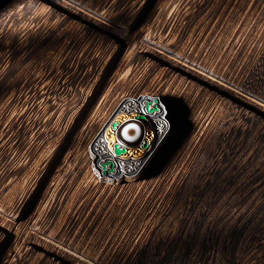 壹加小羊|聚缘银镶玛瑙绿度母一Y吊坠