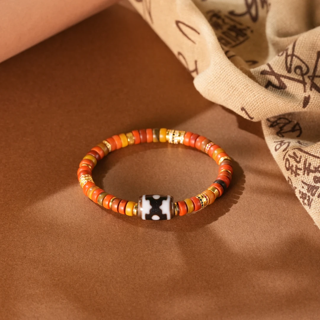 壹加小羊|玛瑙上肯黑白坛城直切药片手串