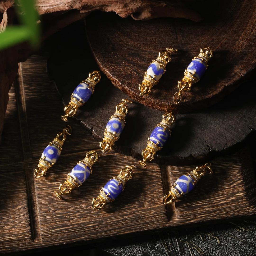 壹加小羊|行运雪域蓝料银镶玛瑙吊坠