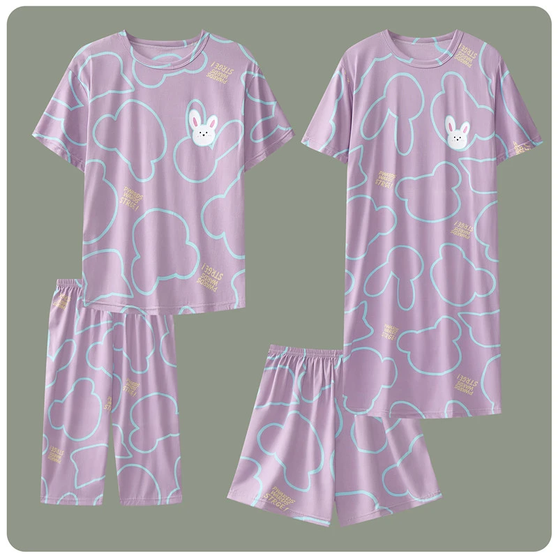 睡衣女套装春夏季休闲薄款裙子宽松韩版4件套