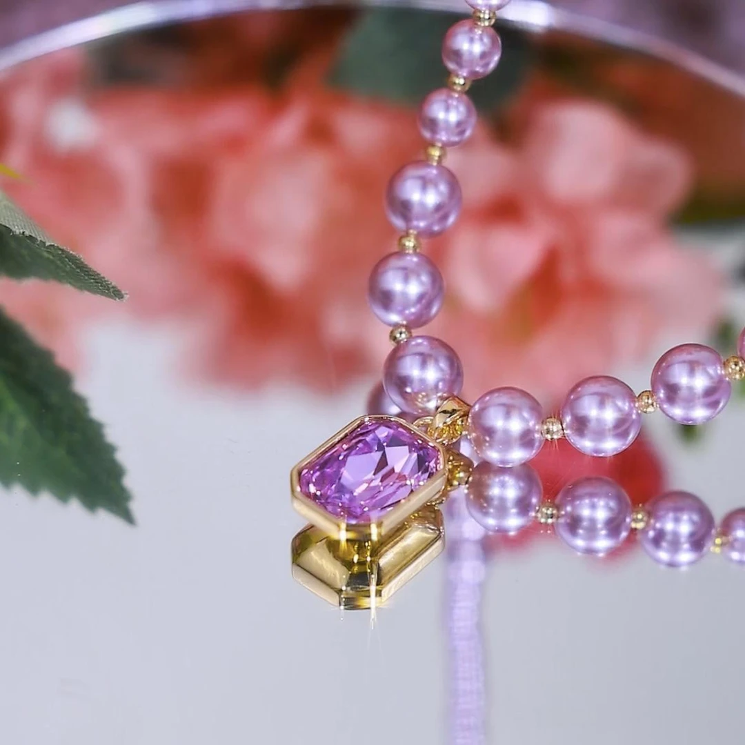 【气质百搭】紫色方糖链子紫寓满贯优雅饰品礼品套组