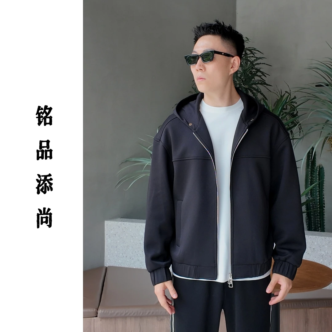 【美式休闲】铭品添尚2024秋季新款男士休闲双拉链连帽外套#3877