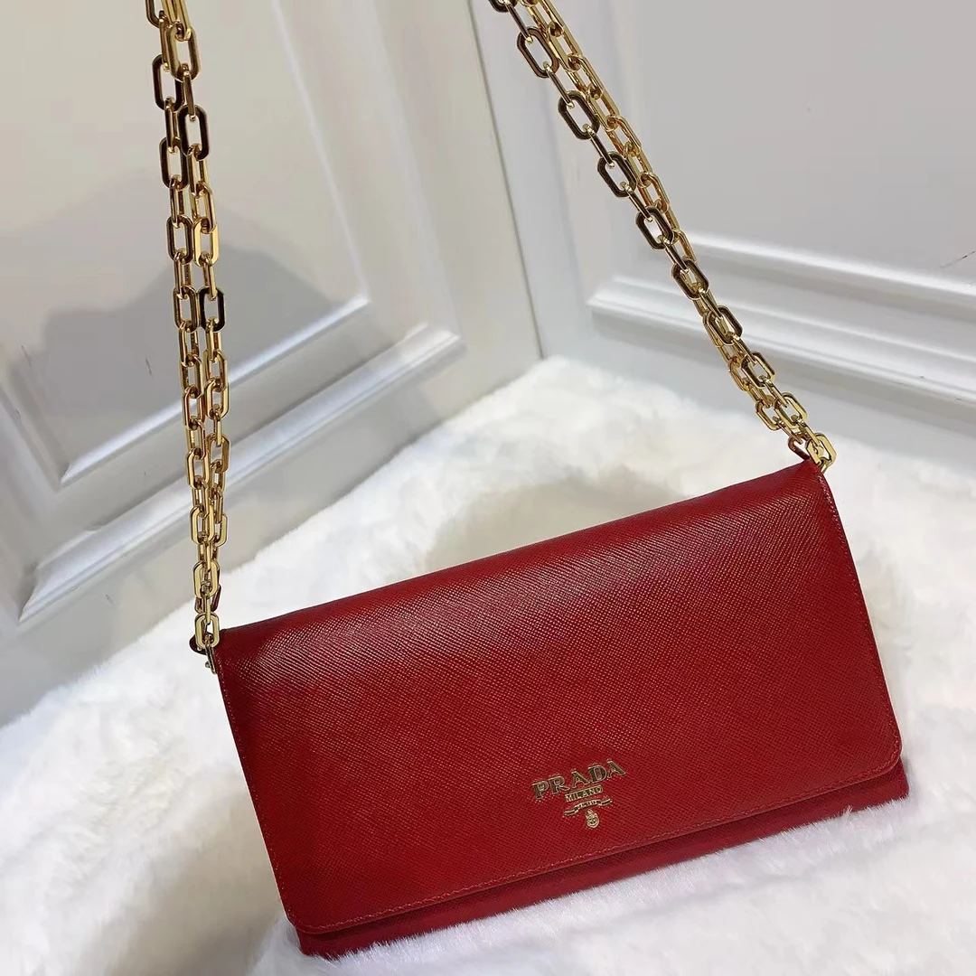 95新 Prada/普拉达 (静姐)Prada牛皮woc链条包
