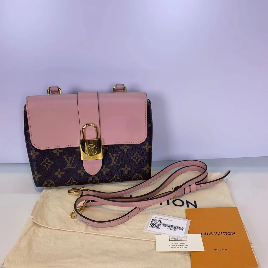 95新 LouisVuitton/路易威登 （静姐）老花粉色锁头