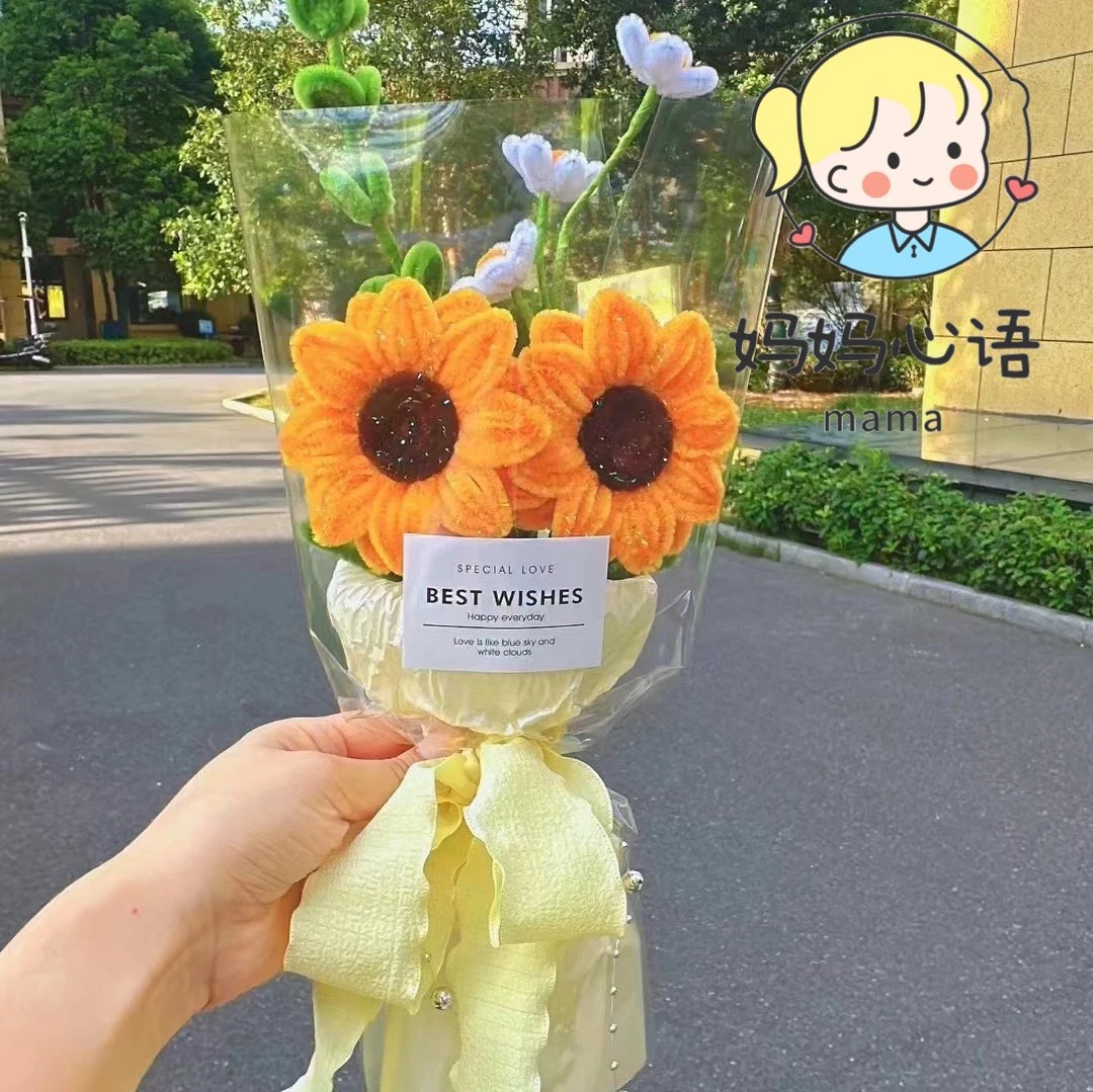 【成品】向日葵玫瑰郁金香手工扭扭棒教师节礼物