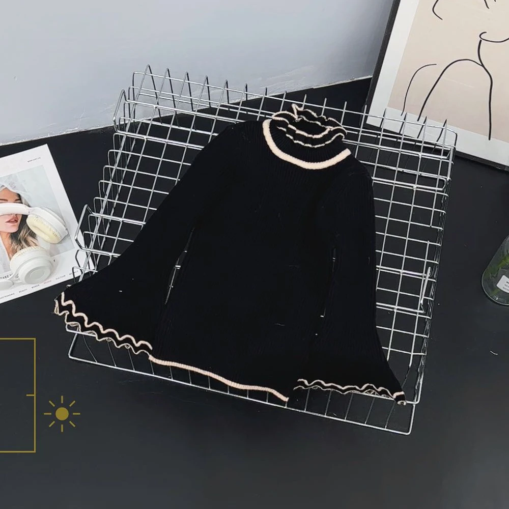 23356高端专享冬款条纹毛衣黑色