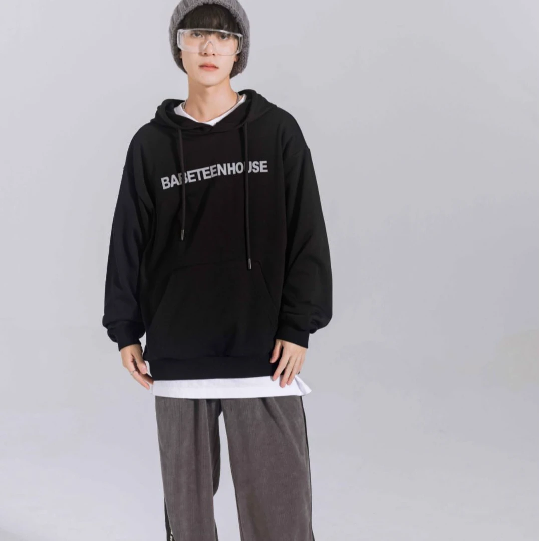 33129高端专享青少年老林家天花板连帽卫衣黑色