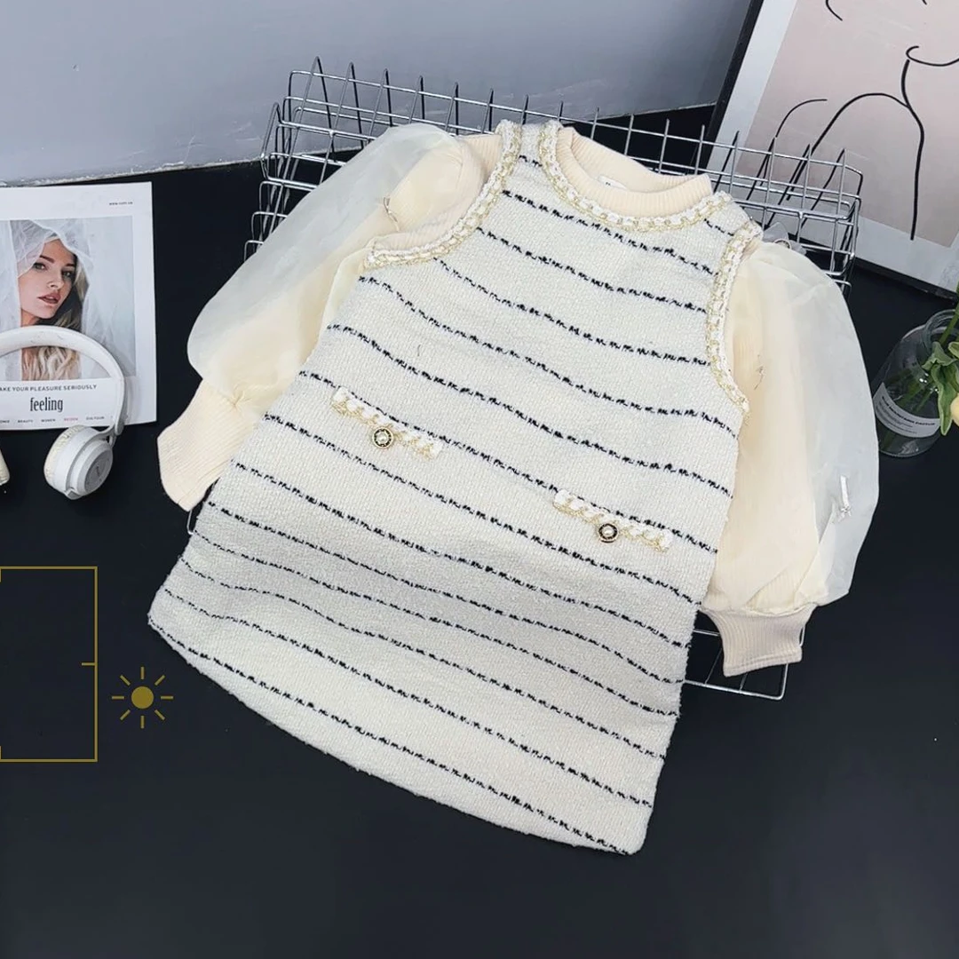 23053高端专享秋冬连衣裙套装米色