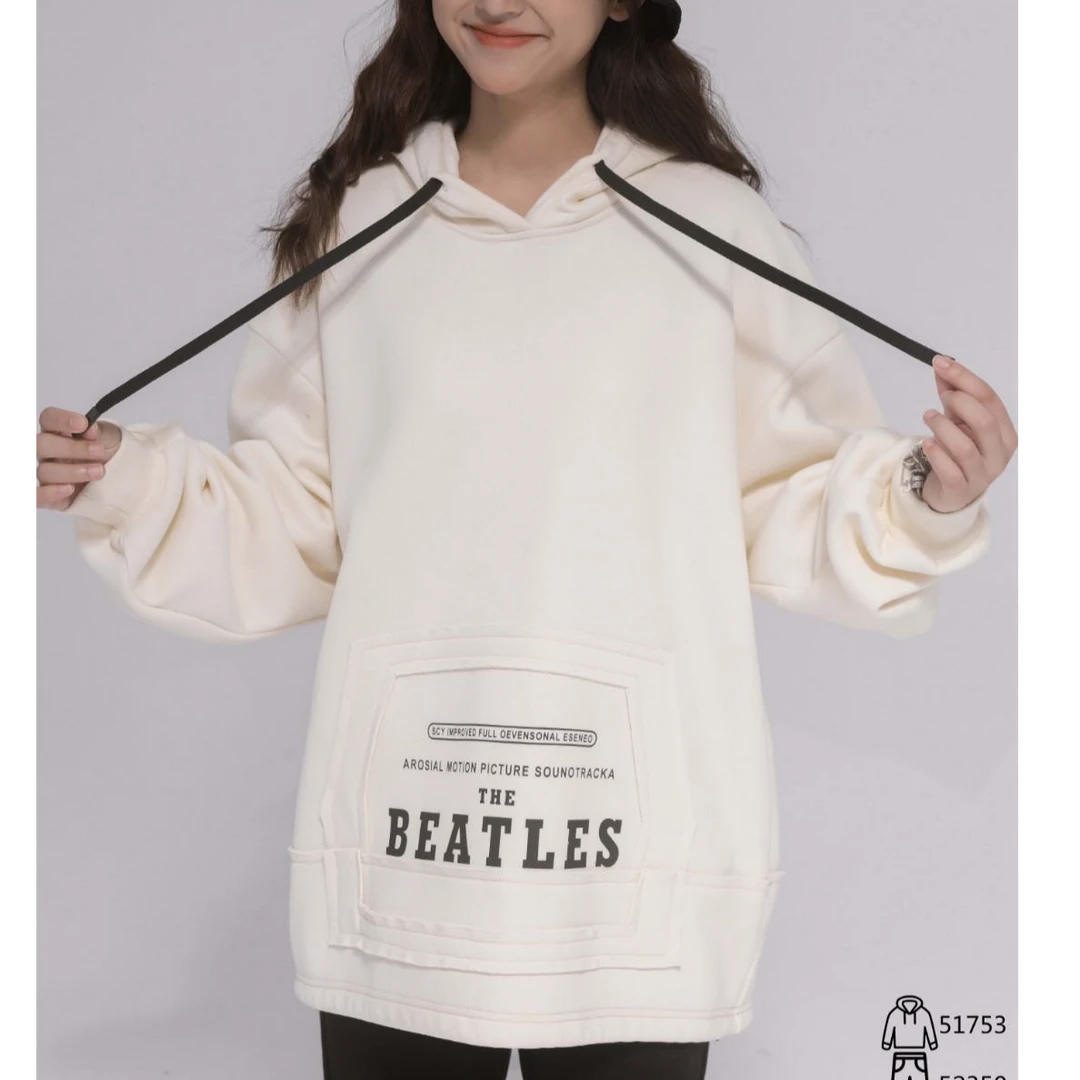 51753高端专享青少年老林家天花板加绒卫衣米色