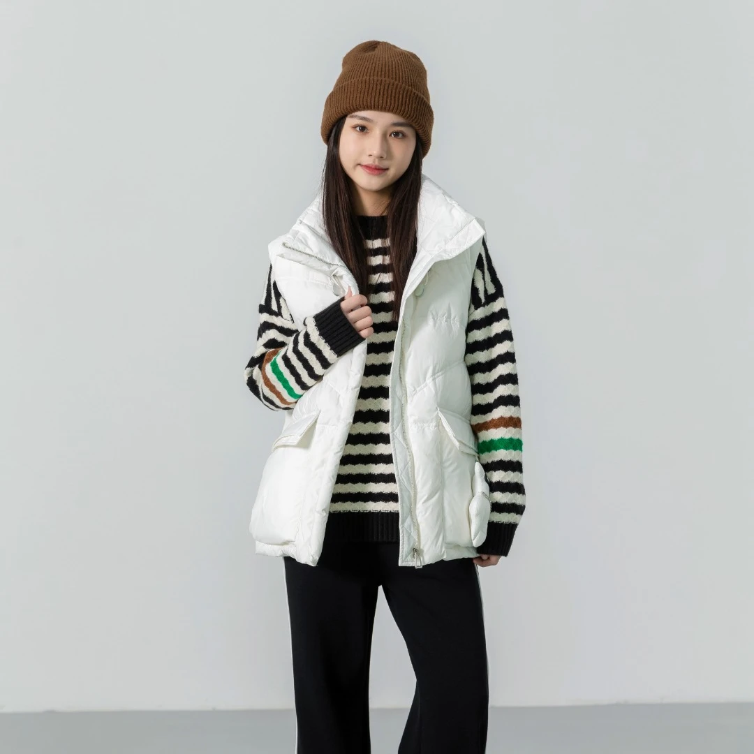 52311高端专享青少年老林家天花板羽绒马甲白色