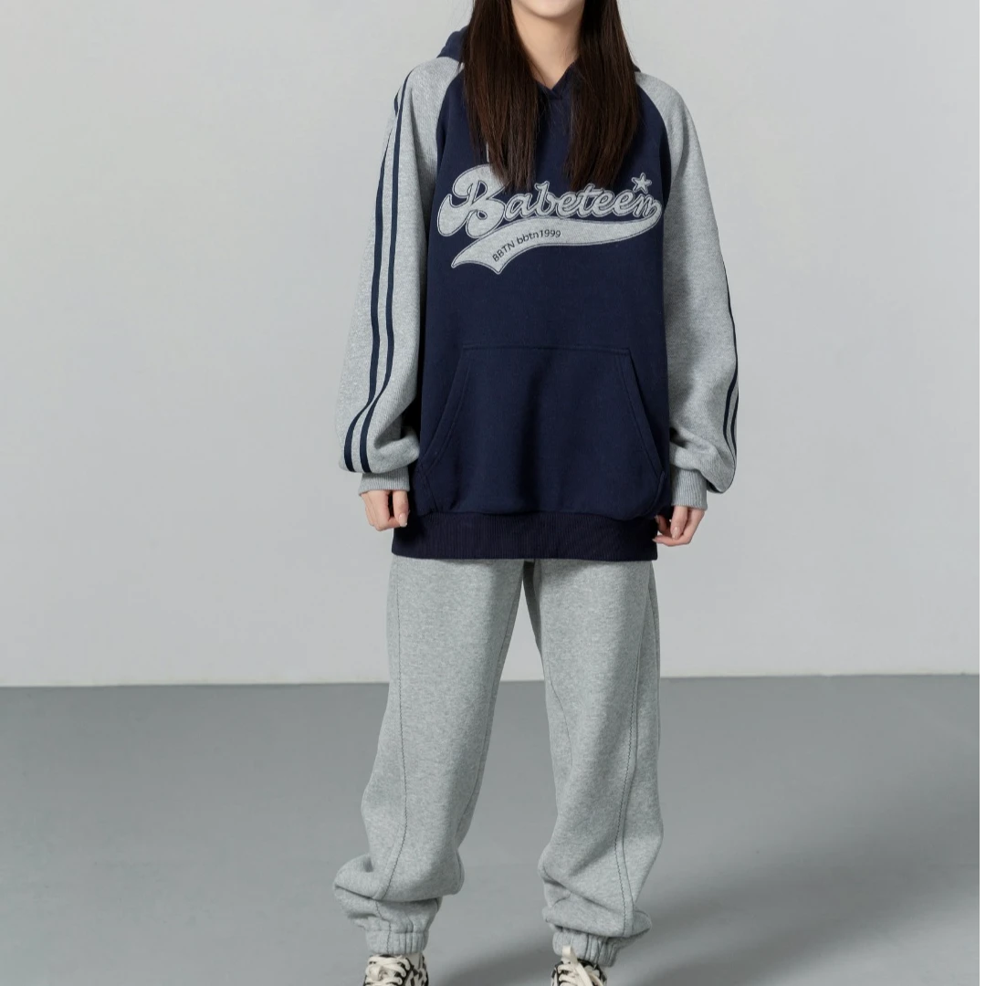 52033高端专享青少年老林家天花板加绒卫衣藏青