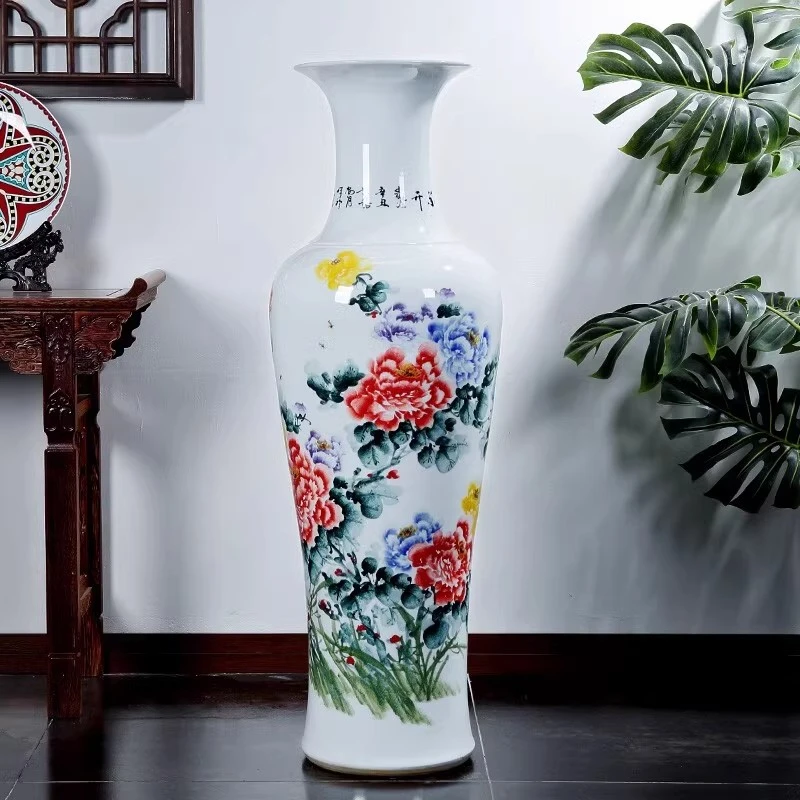 【9号】景德镇景德镇陶瓷器落地大花瓶牡丹瓷摆件客厅中式酒店开业