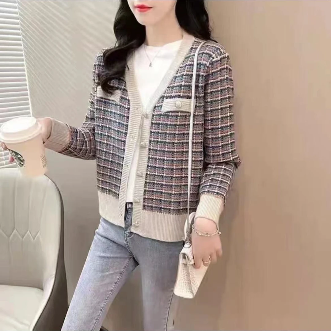 【紫色小香风开衫】秋季新款时尚百搭洋气立体编织开衫