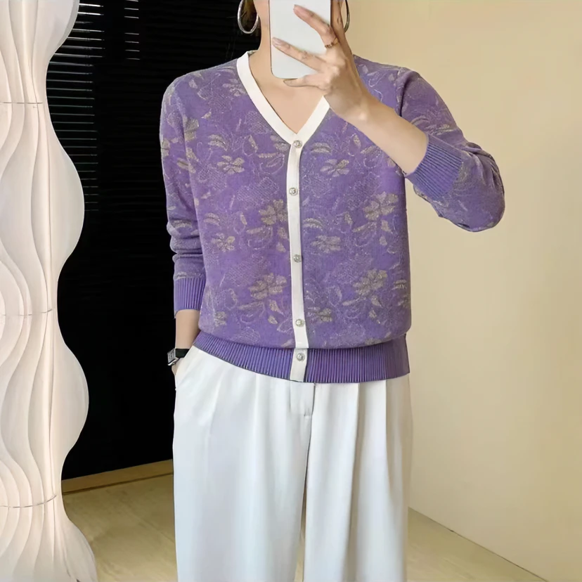 【紫罗兰假开衫B755】专柜精仿羊毛早春季新款时尚假开衫