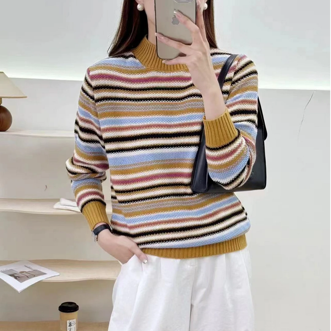 【七彩毛衣柠檬黄】2024新款时尚百搭洋气亲肤显白保暖针织毛衣