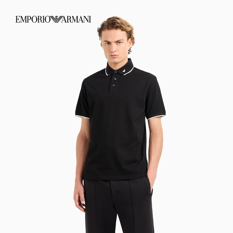 TC-EMPORIO ARMANI/阿玛尼男士珠地网眼全棉三粒扣商务通勤Polo衫