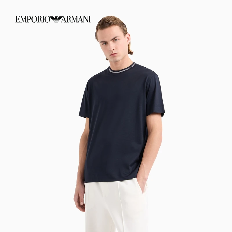 TC-EMPORIO ARMANI/男女同款凉爽莱赛尔合身短袖圆领休闲T恤