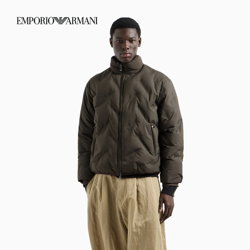 TC-EMPORIO ARMANI/男士80白鸭绒短款立领拉链保暖羽绒服外套