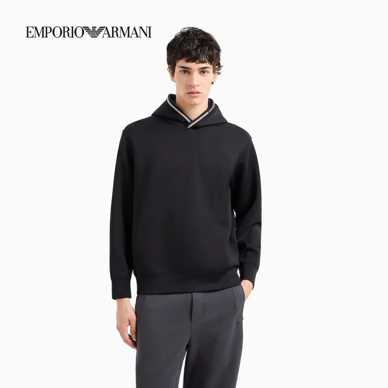 TC-EMPORIO ARMANI/男女同款弹力重磅合身连帽廓形休闲卫衣