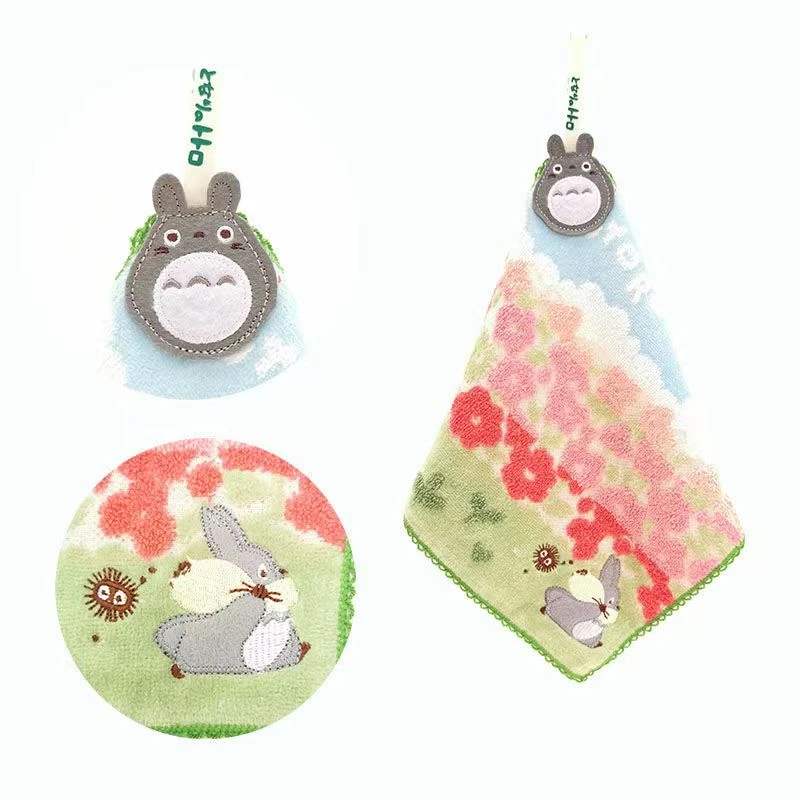 可爱黑猫卡通纯棉抹手巾家用毛巾挂绳擦手巾小方巾柔软挂式吸水