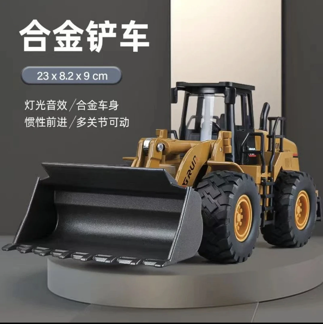 合金工程车模型1:40铲车压路机声光滑行玩具车