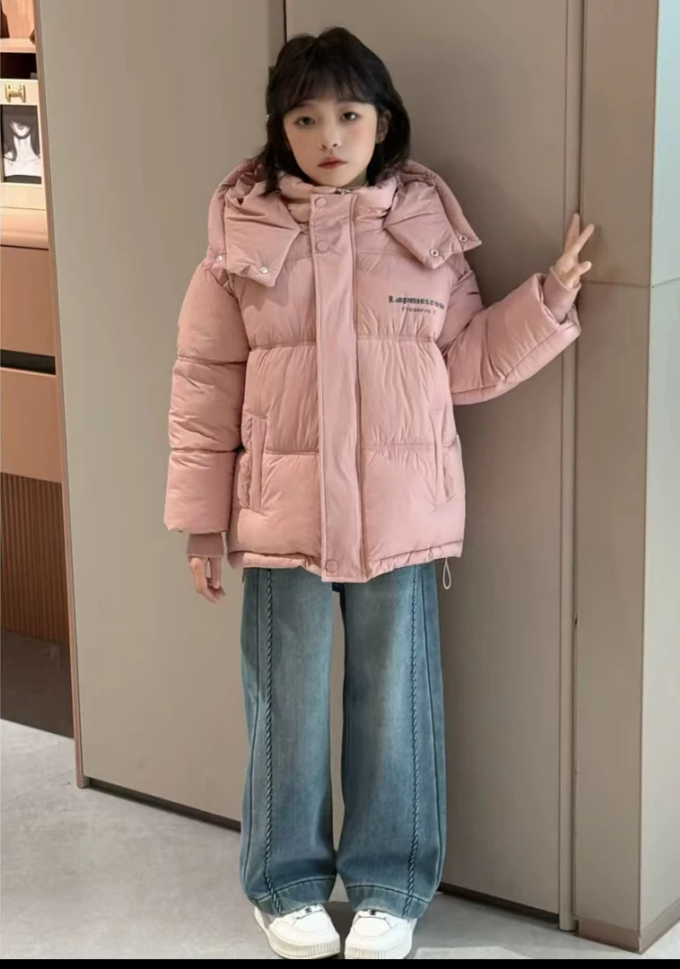 女童棉服冬装2024新款洋气大童羽绒棉衣儿童加棉加厚保暖外套上衣
