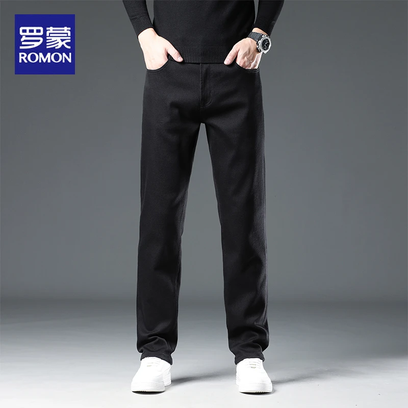 罗蒙牛仔裤男修身小直筒秋冬季新款青年弹力时尚潮流天丝休闲裤