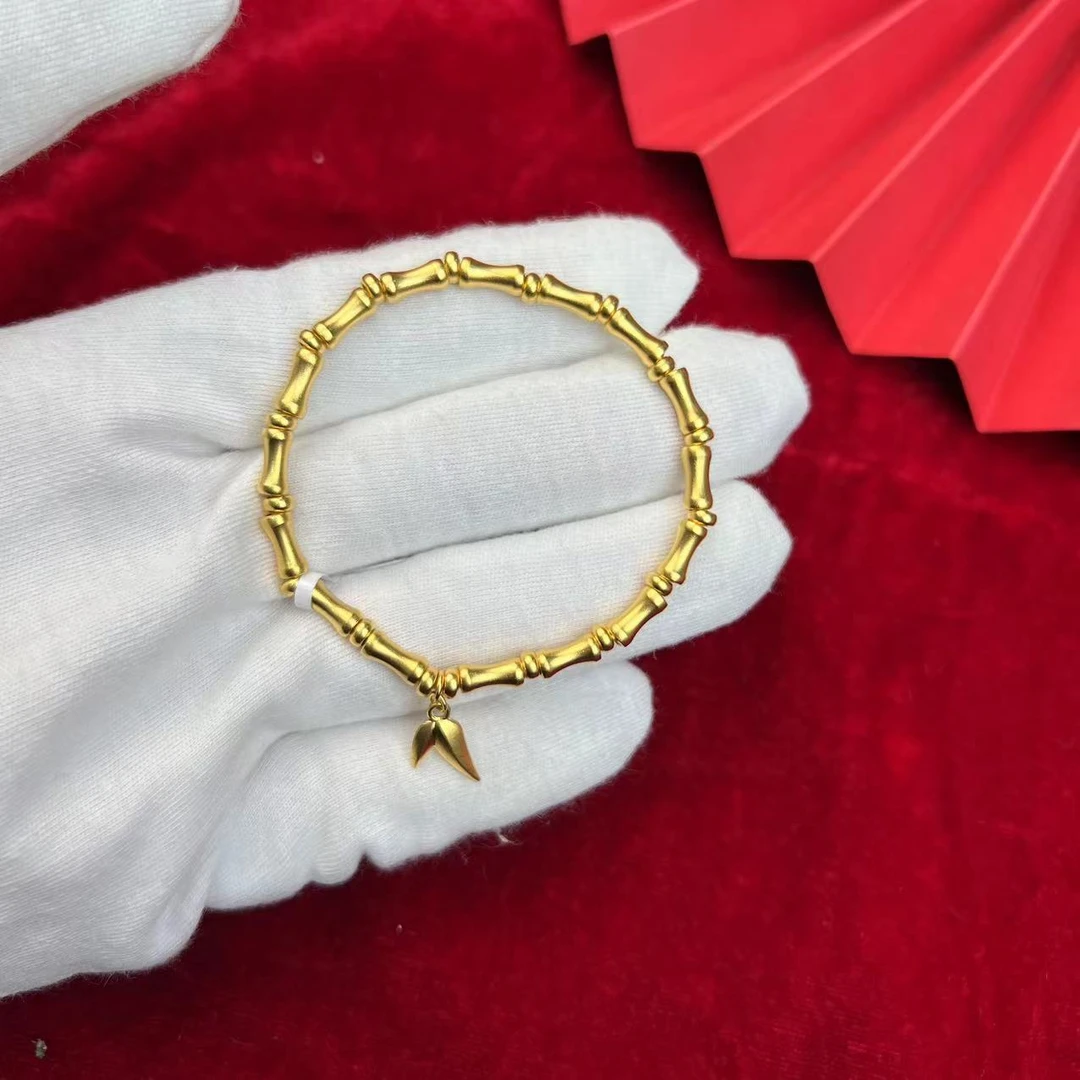 足金999黄金古法竹节手串简约时尚百搭大气黄金手串女生手串