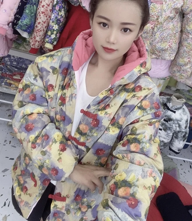 女士连帽款棉花棉袄