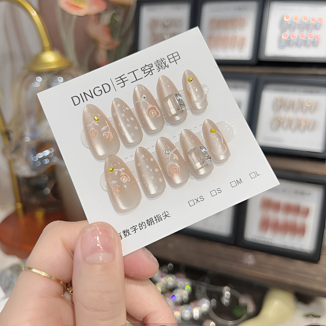 玫瑰故事 穿戴甲 手工美甲贴夏日新款 可拆卸+10片装