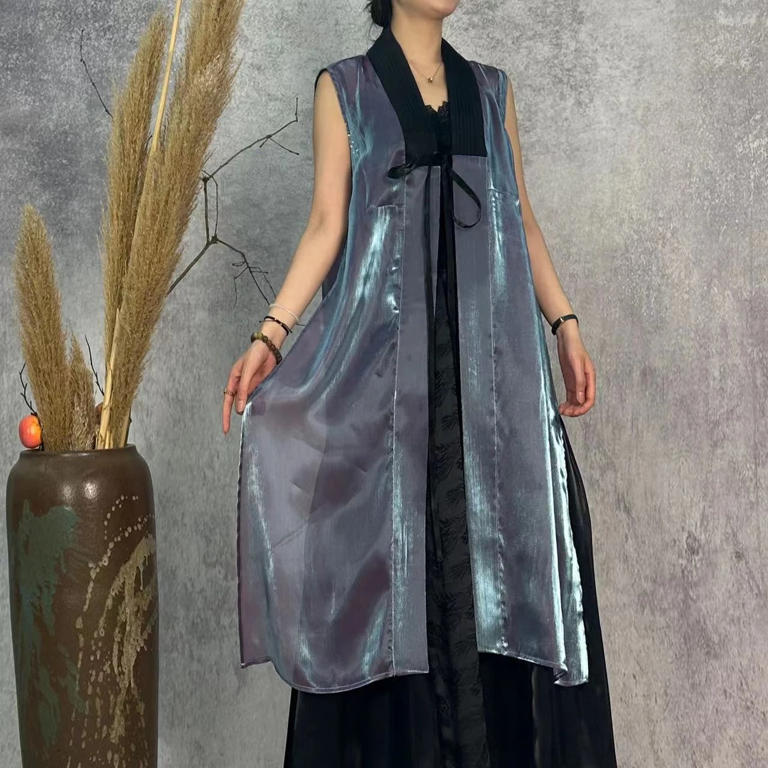 【大海轻奢】W1597新款香芋紫水光丝夏季中式百搭设计师款时尚外披