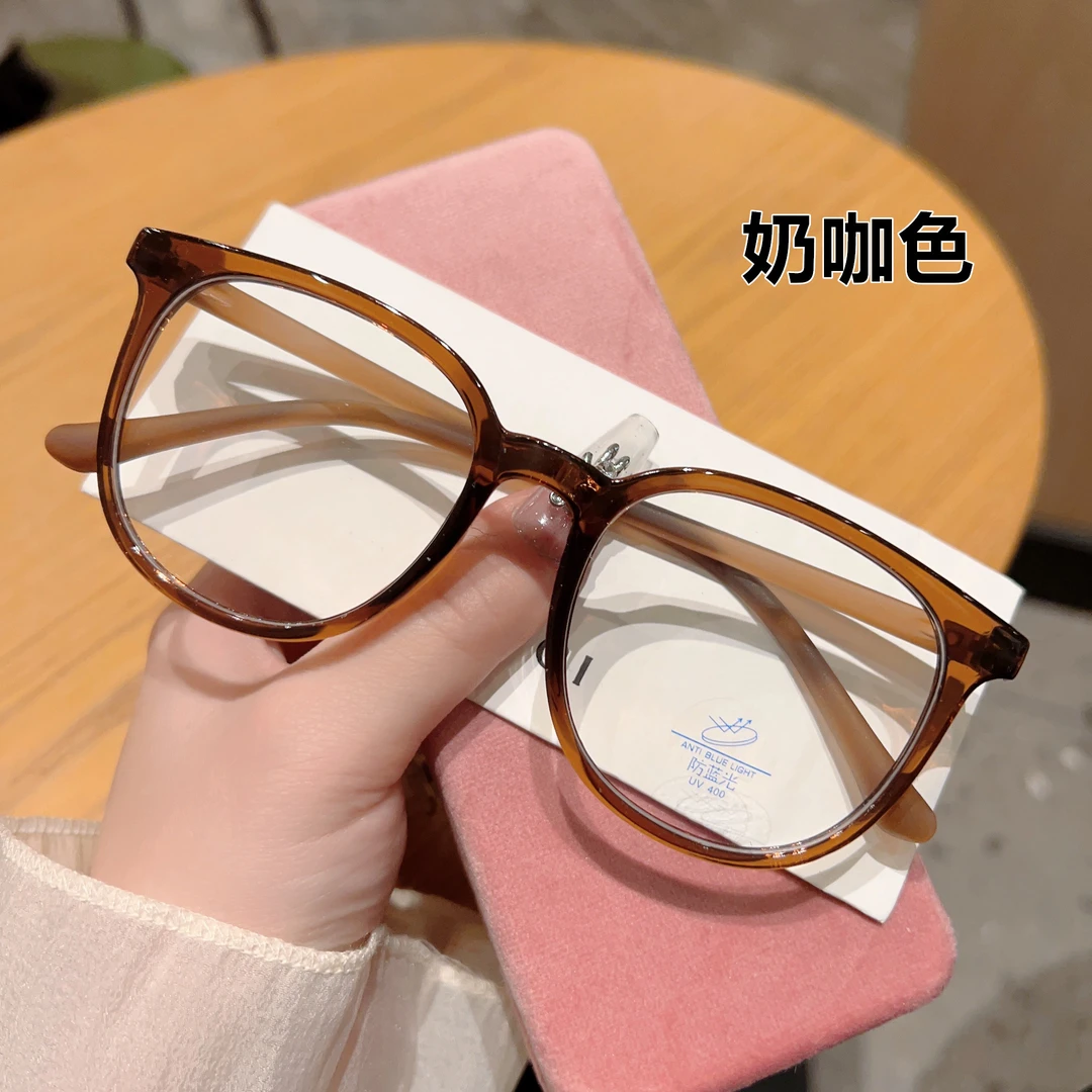 棕色潮流蓝光茶色眼镜架圆框框镜棕色潮流蓝光茶色眼镜架圆框框镜