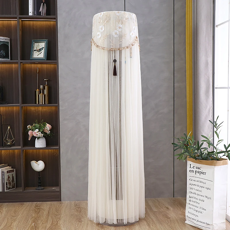 空调防尘罩开机不取美的海尔格力通用立式圆柱形柜机蕾丝空调罩套