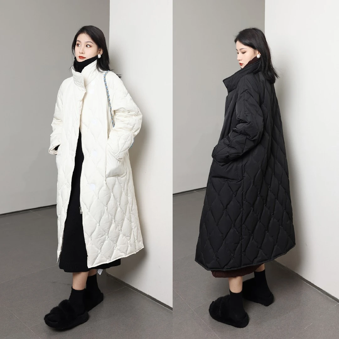 QC噜噜【雪山初语】微胖大码女装冬季中长款显瘦羽绒服ZY211L63