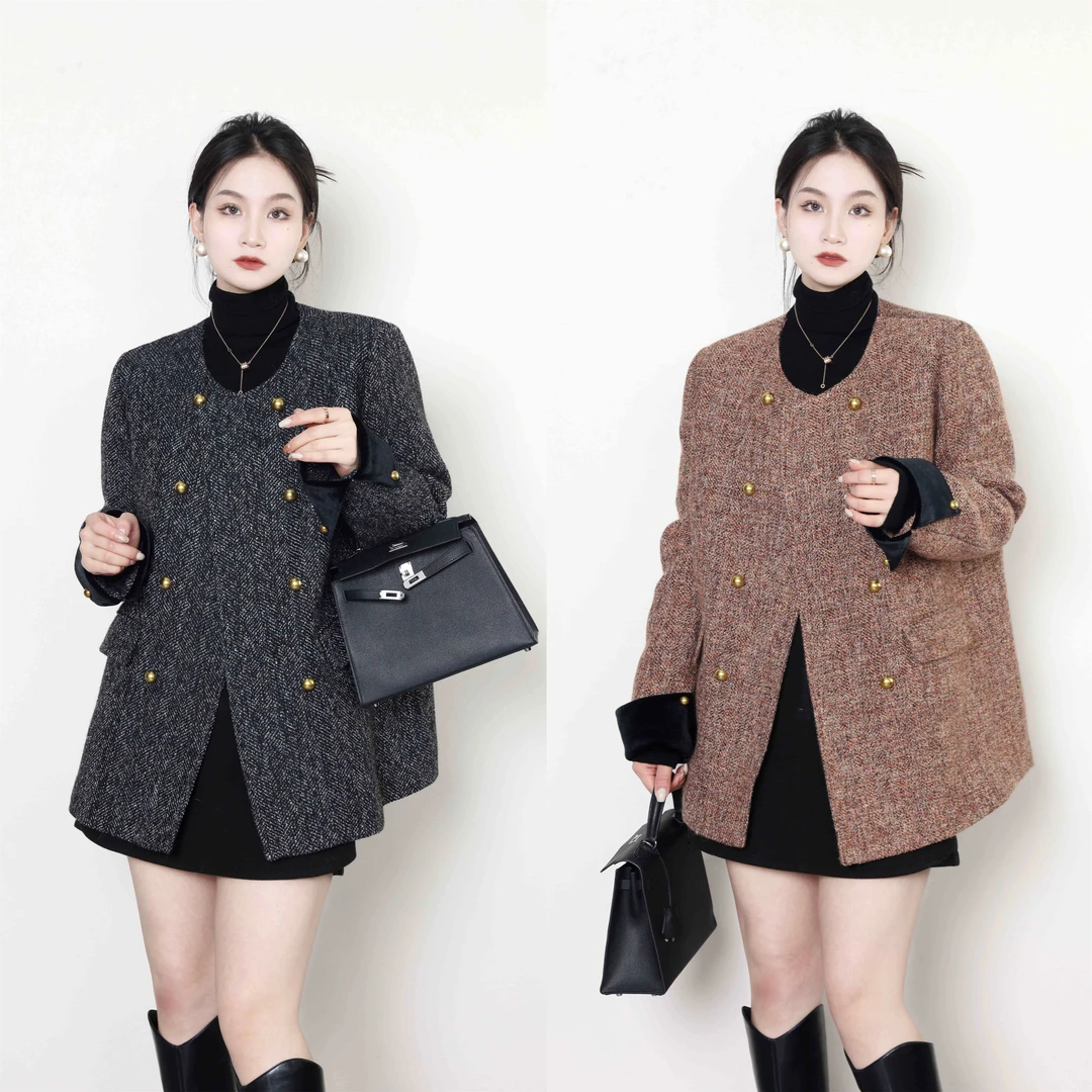 裂渡噜噜【梨花落海棠】微胖大码女冬保暖羽绒小香外套ZY311H10/64