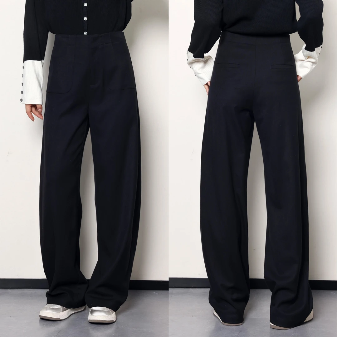 QC噜噜【弯刀裤2.0】微胖大码女冬季气质显瘦直筒休闲裤ZY410B15