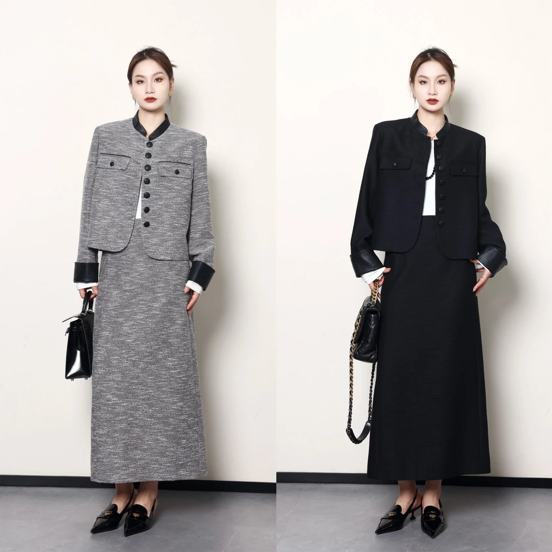 QC噜噜【街头探索】微胖大码女早秋时尚气质小香风套装ZY408K10/9