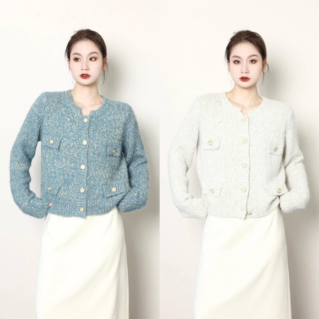 qc噜噜【定染限定】微胖大码女装秋冬时尚小香风针织毛衣ZY409K25