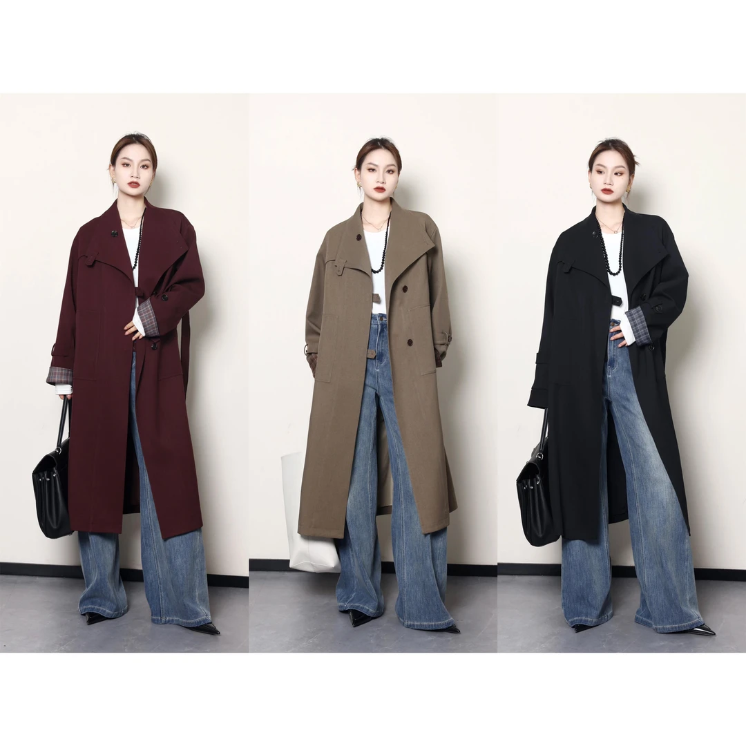 QC噜噜【柏林傍晚】微胖大码女早秋时尚宽松简约风衣外套ZY407H48