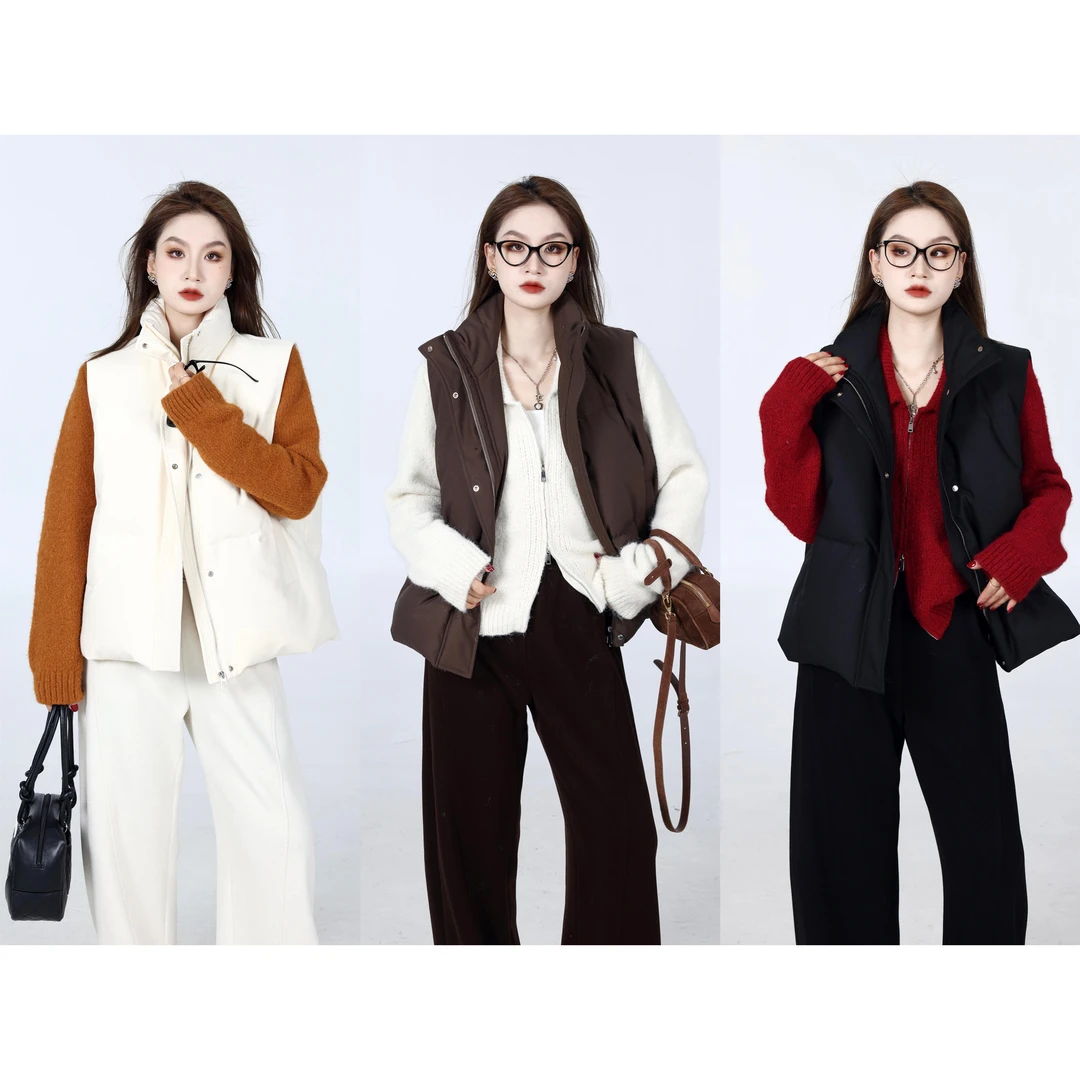 噜噜【叠搭模版】微胖大码女冬时尚百搭宽松羽绒服马甲ZY411K15