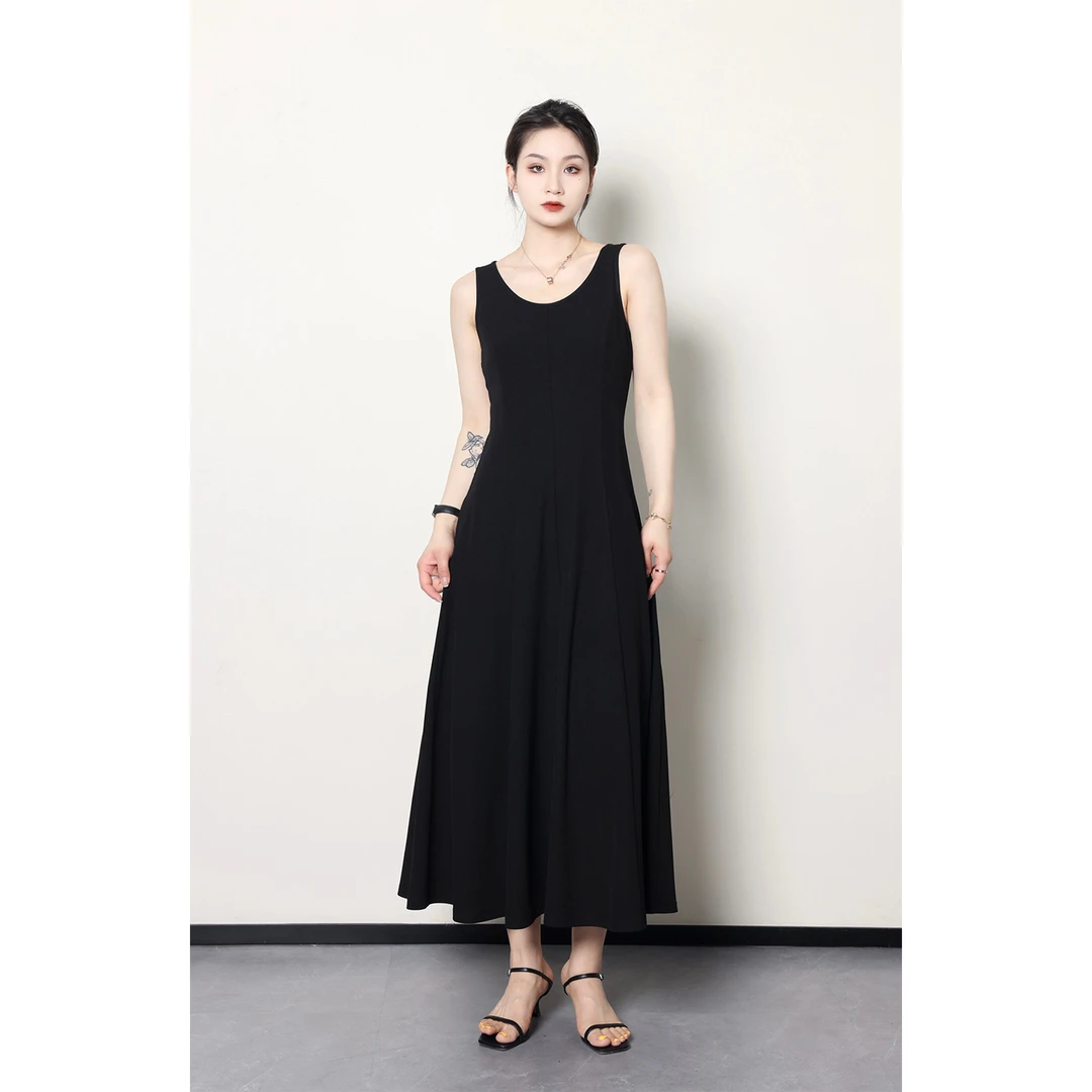 QC噜噜【海蒂罗曼】微胖大码女早秋无袖休闲针织连衣裙ZY403H10