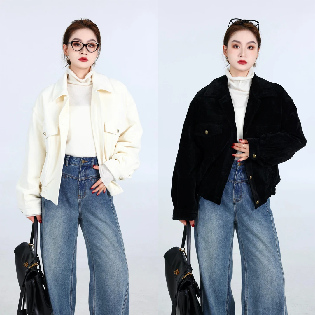 噜噜【温眠】微胖大码女冬季时尚气质夹棉毛呢夹克外套ZY409B32