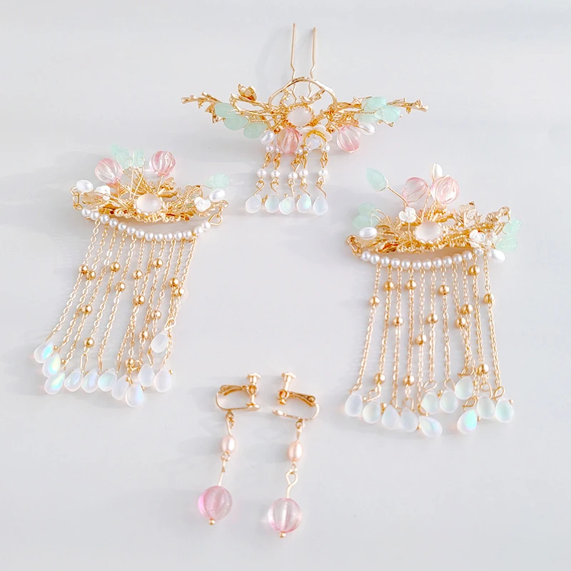 汉服头饰儿童古风女童演出生日流苏步摇古装发冠秀禾服中国风发饰