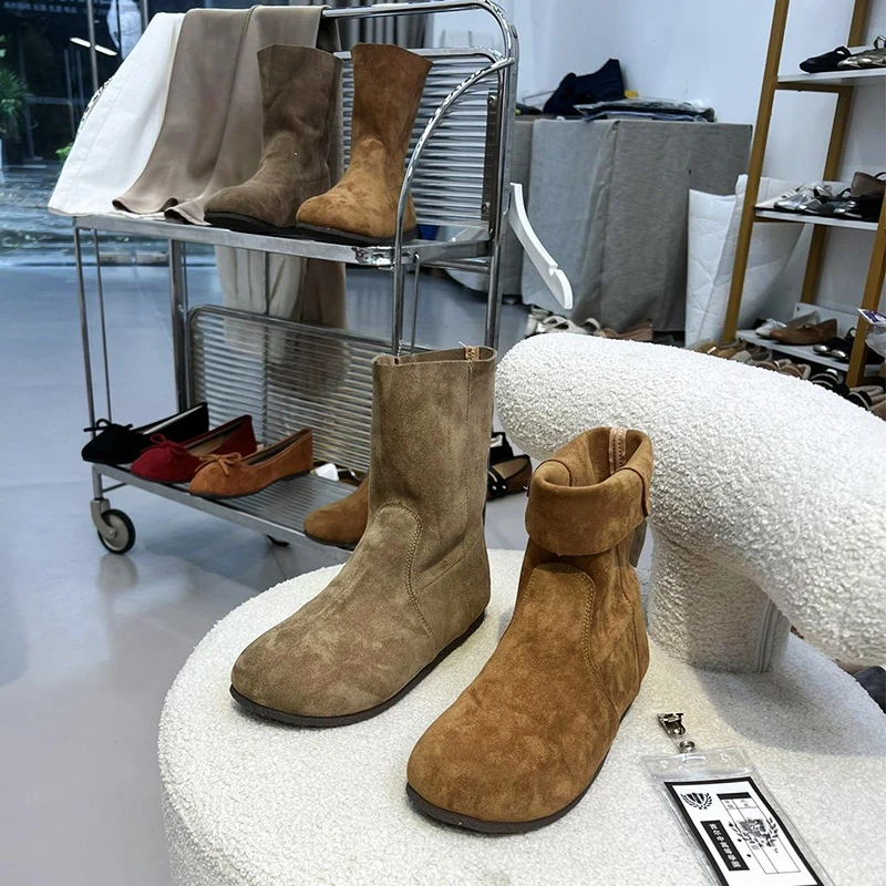 短靴女2024新款早秋百搭靴子女款单靴女鞋ins风瘦瘦靴X80