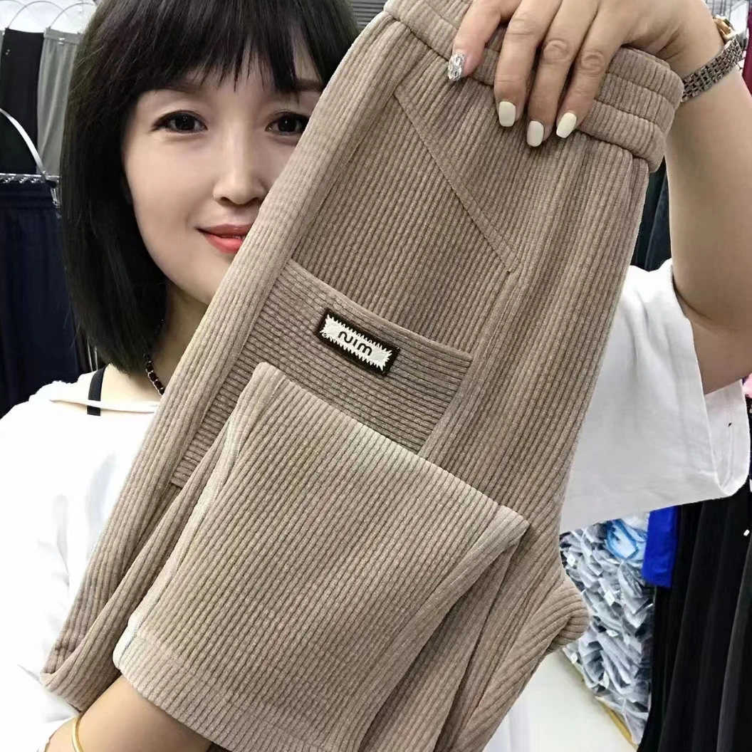 百搭宽松阔腿束脚裤休闲裤女加厚裤子