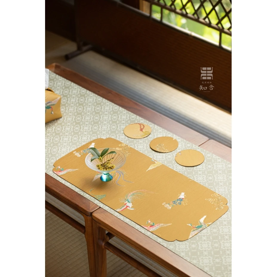 知舍·凤鸣长安干泡席杯垫新中式复古宫廷风手工双层茶垫茶道配件