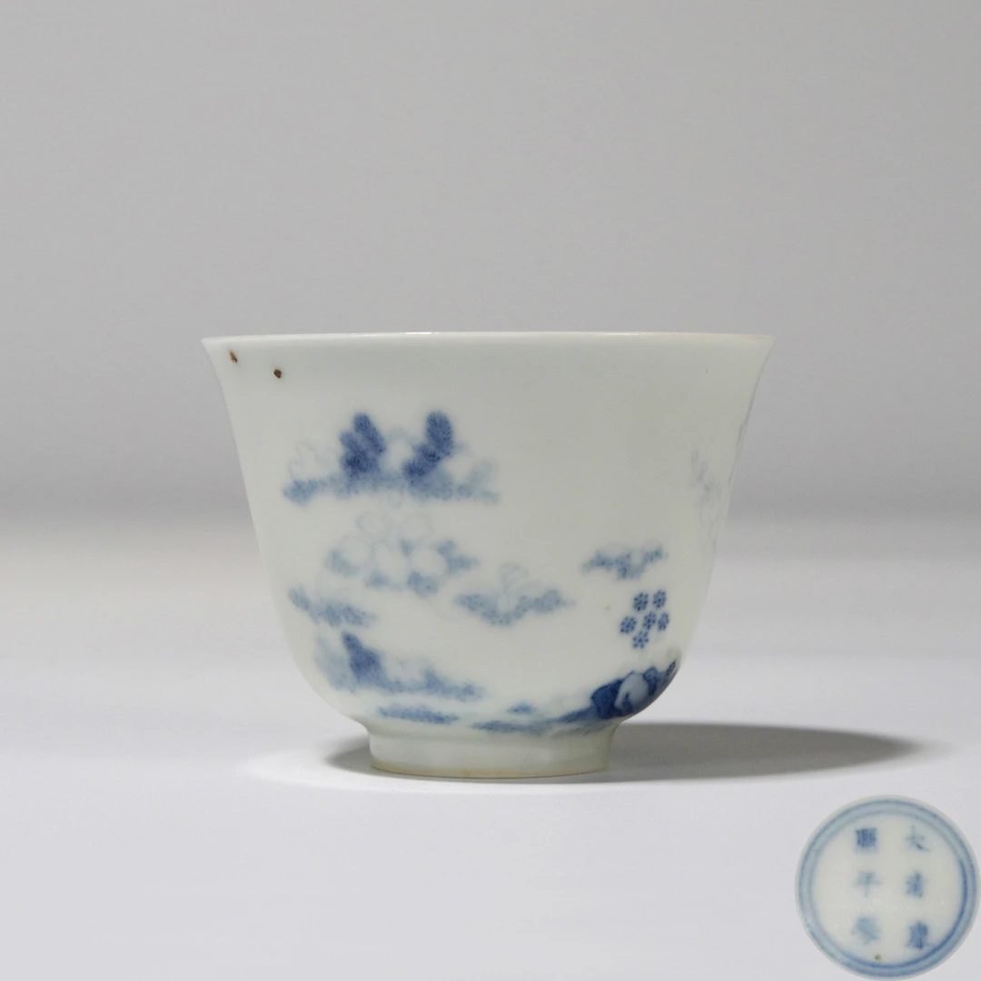 6760 清康熙 青花花神杯