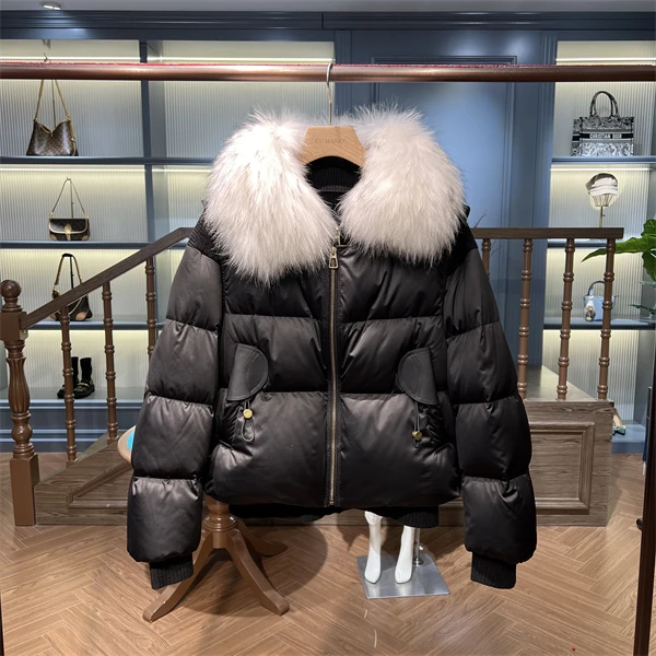 KK&MERRY时尚加厚可拆卸毛领外套马夹两件套羽绒服CLSC087女装