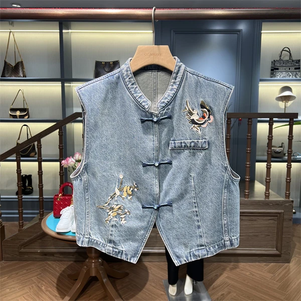 KK&MERRY（清川）新中式国风洋气设计感小众牛仔刺绣马甲KKDD184